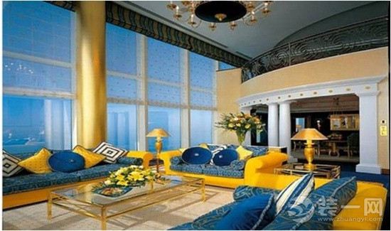 黄蓝色室内装饰设计效果图
