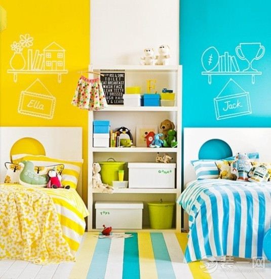 黄蓝色室内装饰设计效果图